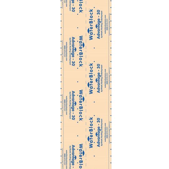 WaterBlock 4' x 250' Advantage-30 Synthetic Roofing Underlayment - 10 Sq. Roll