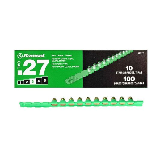 Grabber Construction Products .27 Caliber Ramset Strip Loads - Green - Pack of 100
