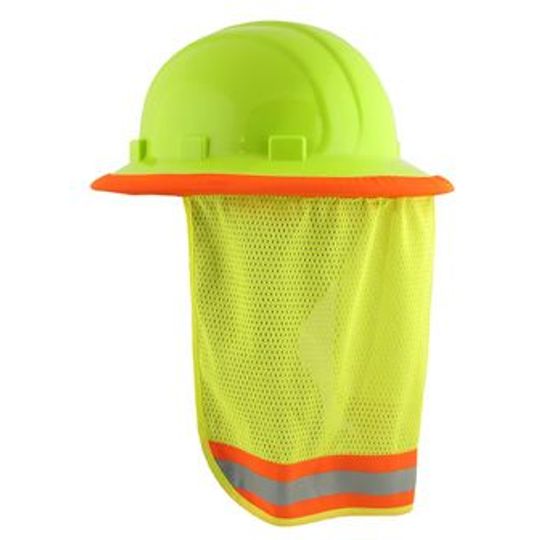 ERB Industries Hi-Vis Hard Hat Lime Mesh Neck Sun Shield