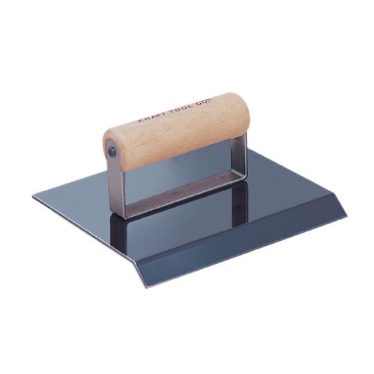 Kraft Tool 6" x 6" 45 Degree Angle 1" Lip Blue Steel Chamfer Edger with Wood Handle
