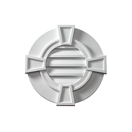 Fypon Molded Millwork 36" Functional Round Louver with Flat Trim & Keystones