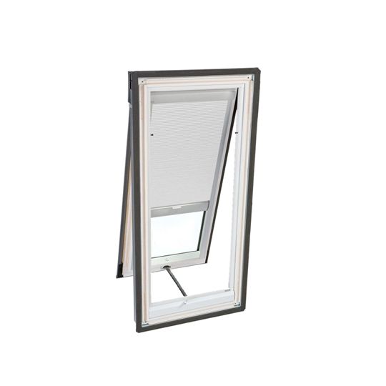 Velux Solar Powered "Fresh Air" Deck-Mounted Skylight with Aluminum Cladding, Laminated Low-E3 Glass & White Light Filtering Blind — VELVSSM06204RS00