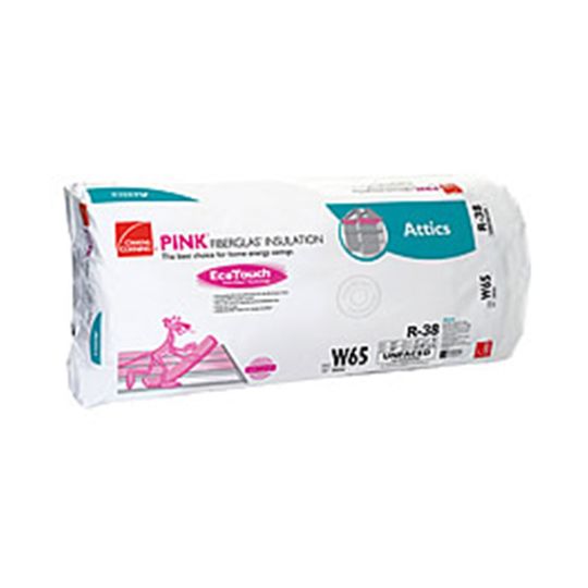 Owens Corning 24" x 48" R-38 W65 EcoTouch Pink Fiberglas Unfaced Insulation with PureFiber Technology - 64 Sq. Ft. Bag