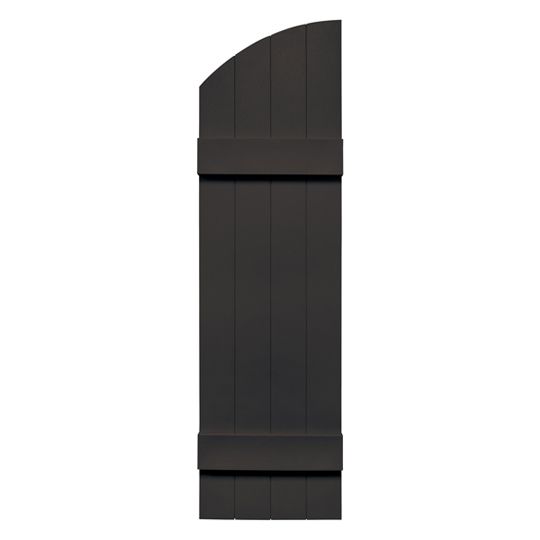 TRI-BUILT Standard Board-N-Batten 4-Board Joined Shutters with Arch Top (Pair) — TRI331465010