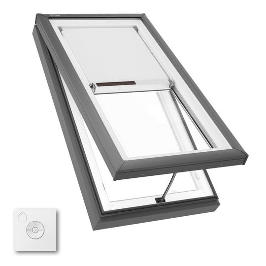 Velux Manual Venting Curb Mount Skylight with Solar-Powered Room Darkening Shade — VELVCM22462004S