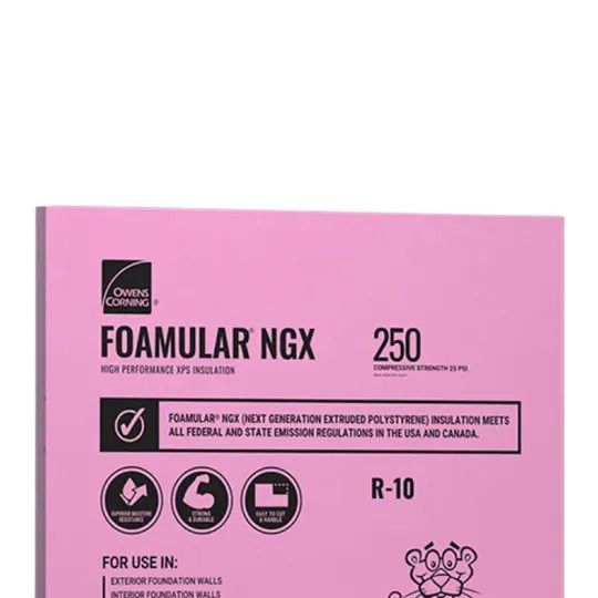 Owens Corning 1.5" x 4' x 8' Foamular NGX 250 Scored Square Edge (Sse) Extruded Polystyrene (XPS) Rigid Foam Insulation