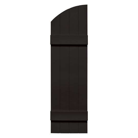 TRI-BUILT Standard Board-N-Batten 4-Board Joined Shutters with Arch Top (Pair) — TRI331453002