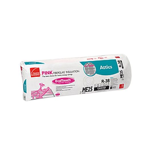 Owens Corning 12" x 16" x 48" R-38 ME25 EcoTouch Pink Fiberglas Kraft Faced Batt Insulation with PureFiber Technology - 42.67 Sq. Ft. Bag