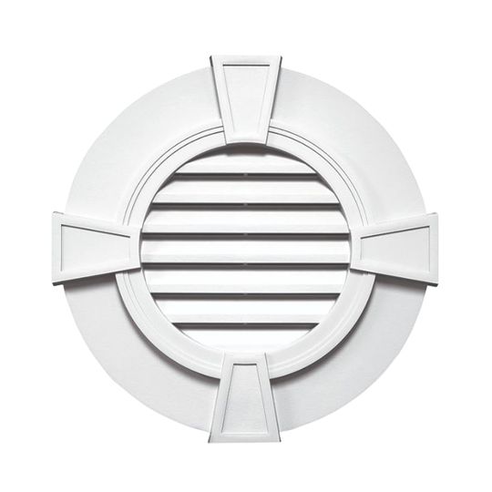 Mid-America Designer Series Round Gable Vent with Keystones — MABGVRDKE30001