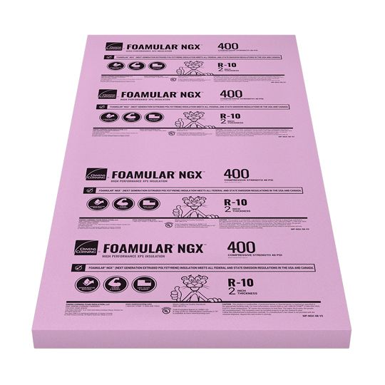 Owens Corning 2" x 4' x 8' Foamular NGX 400 Scored Square Edge (Sse) Extruded Polystyrene (XPS) Rigid Foam Insulation