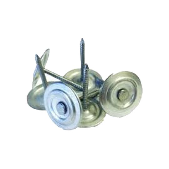 Building Products of America 1" Electro-Galvanized Ring Shank Round Metal Cap Roofing Nails - 25 Lb. Pail