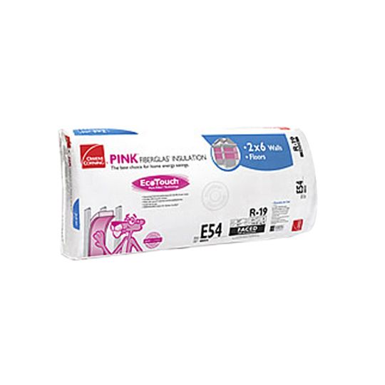 Owens Corning 6-1/4" x 23" x 93" R-19 E54 EcoTouch Pink Fiberglas Kraft Faced Batt Insulation with PureFiber Technology - 118.83 Sq. Ft. Bag