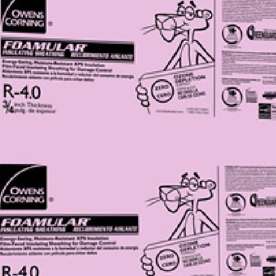 Owens Corning 1" x 4' x 8' Foamular Insulating Sheathing Extruded Polystyrene (XPS) Rigid Foam Insulation