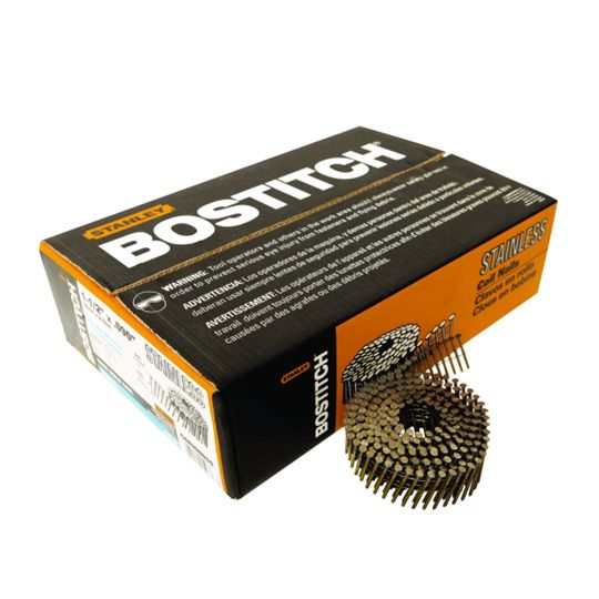 Bostitch 1-1/2" x .90" 15° Stainless Steel Coil Siding Nails - Box of 3,600