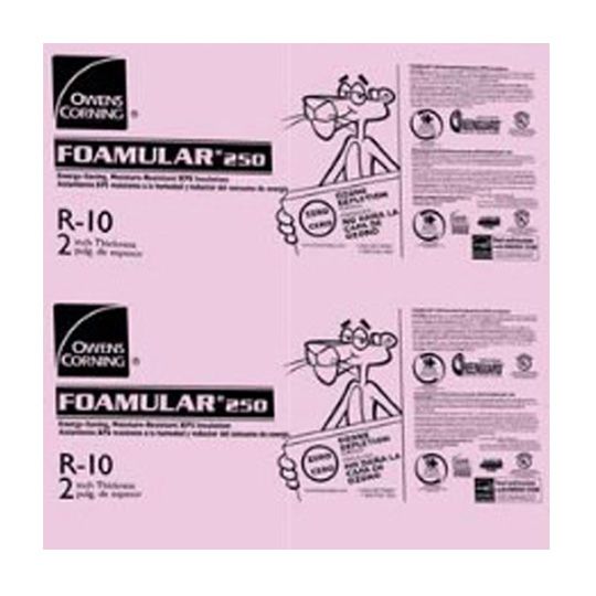 Owens Corning 3/4" x 2' x 8' Foamular 250 Tongue & Groove (Tg) Extruded Polystyrene (XPS) Rigid Foam Insulation