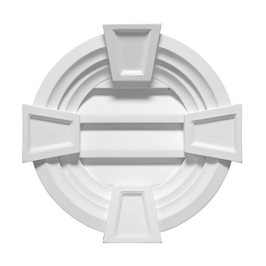 Fypon Molded Millwork 23-7/8" Dia. Decorative Round Louver with Decorative Trim and Keystones