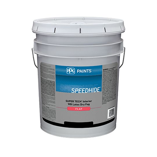 PPG Industries (6-725XI) Speedhide Super Tech Wb Interior Dry-Fog Flat Latex with White & Pastel Base - 5 Gallon Pail