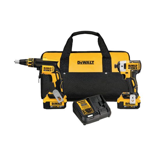 DeWalt 20V Max Xr Cordless Brushless Drywall Screwgun & Impact Driver Kit (4 Ah)