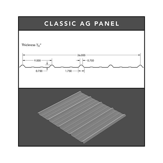 MWI Components 9" On Center Narrow Rib Polycarbonate Panel MP1 — MW376120001