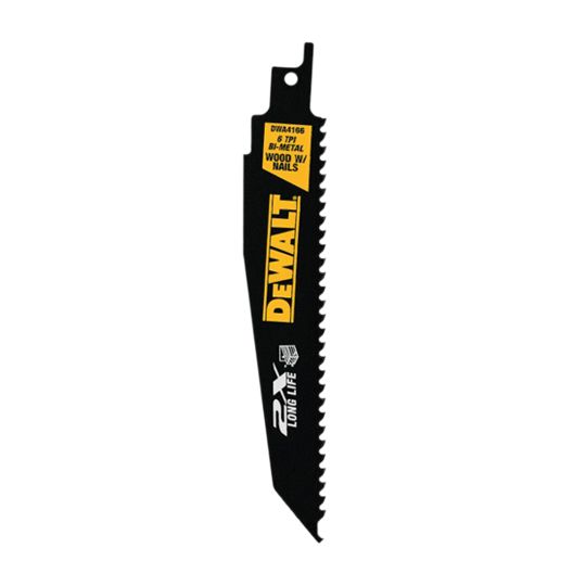 DeWalt 6" x 6 Tpi 2X Long Life Wood Cutting Reciprocating Saw Blades - Pack of 5