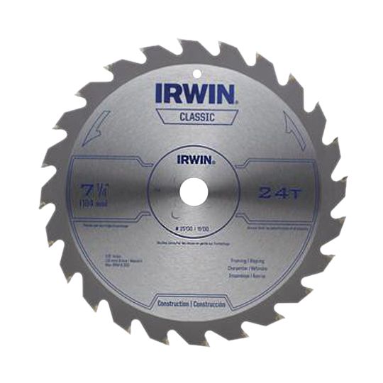 Irwin Tools 7-1/4" 24 Tpi Classic Carbide Saw Blade