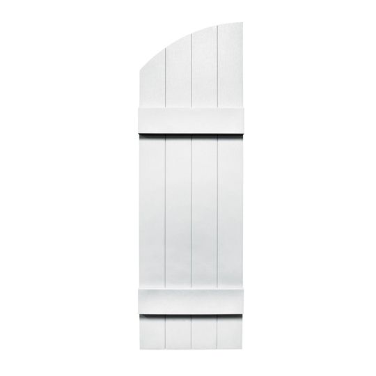 Mid-America Board-N-Batten Standard Four-Board Joined Shutter with Arch Top — MABATBNB4WH37