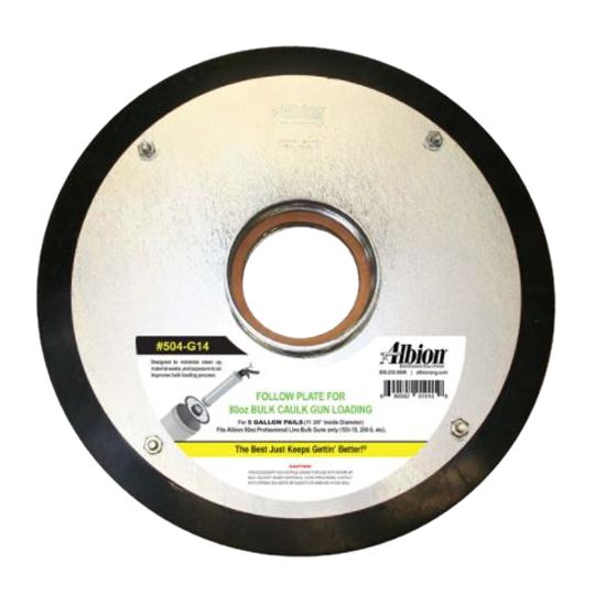Albion Dispensing Solutions 5 Gallon Tapered Pail Follow Plate for 3-3/8" Threaded Guns