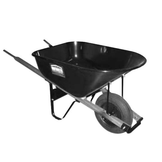 Roofmaster Wood Handle Steel Tray Wheelbarrow with 4" x 8" Single Pneumatic Tire