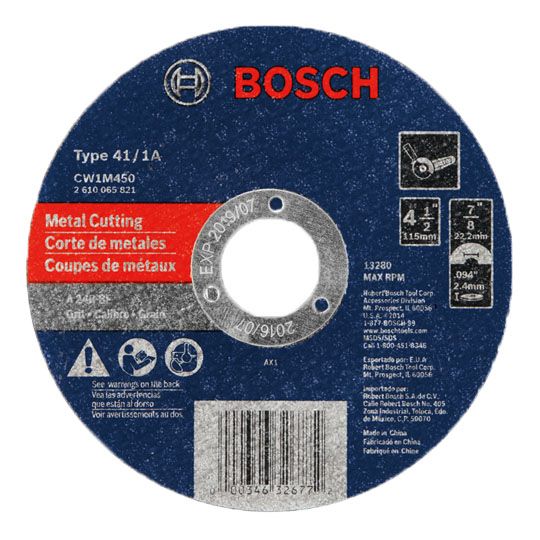 Bosch 4-1/2" x 3/32" x 7/8" 24 Grit Metal Cutting Abrasive Wheel