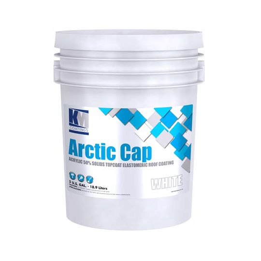 KM Coatings Arctic Cap Topcoat Elastomeric Roof Coating - 5 Gallon Pail — Commercial Accessories — KMMRCACSTWH5G