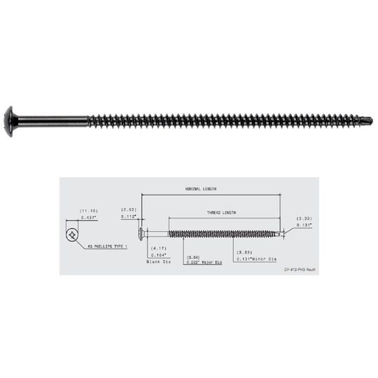 SFS Intec #12 Dekfast Self-Drill Screw, Phillips #3, Truss Head — SFSDF5