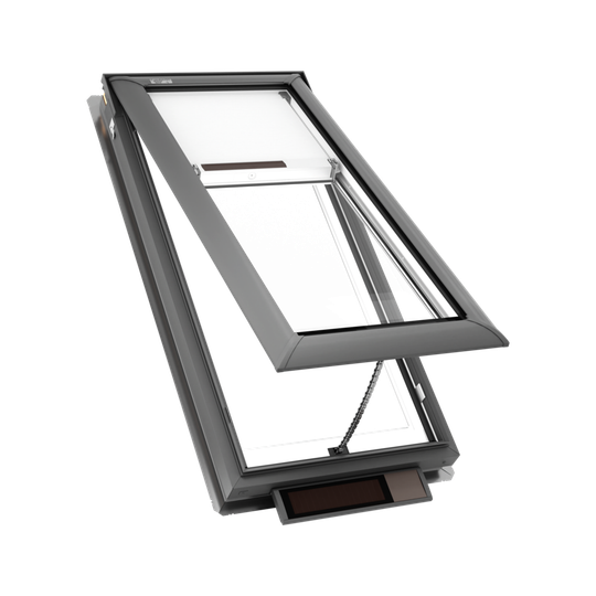 Velux Vss C04 Deck-Mounted Solar Venting "Fresh Air" Skylight, Stain Grade Wood Interior, Solar-Powered Darkening Shade, Standard Laminated Safety Glass