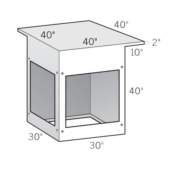 Eldorado Stone 90° Corner Bar Height Cabinet with 10" Cantilever