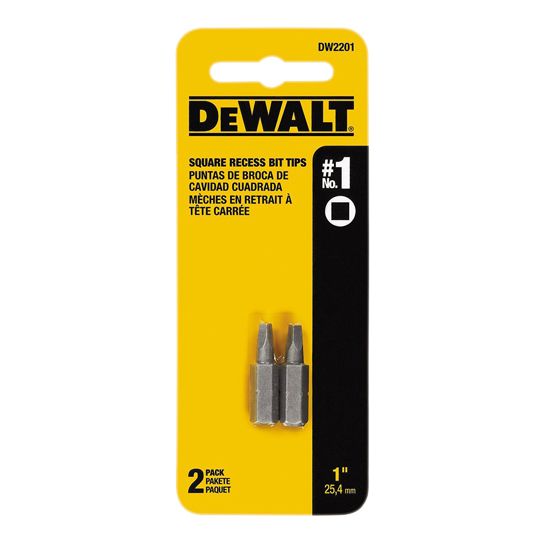 DeWalt 1" #1 Square Recess Power Bit Tips - Pack of 2