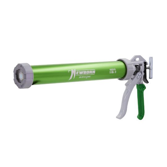 Newborn 20 Oz. Model 620-Al Sausage/Bulk/Cartridge Smooth Rod 18:1 Ratio Caulk Gun — NEW620ALGREEN