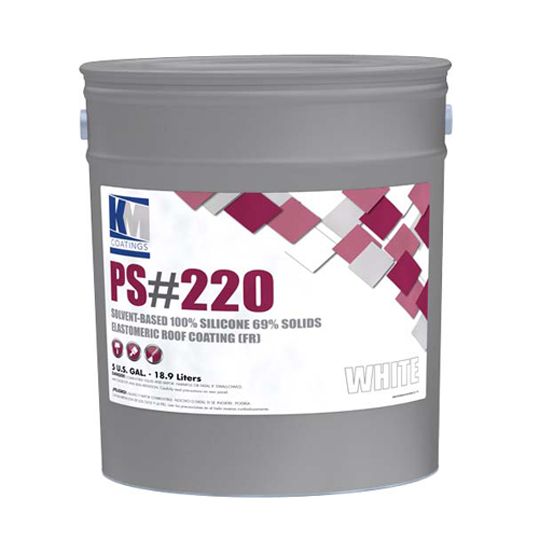 KM Coatings Ps #220 Solvent-Based Silicone Elastomeric Roof Coating - 5 Gallon Pail