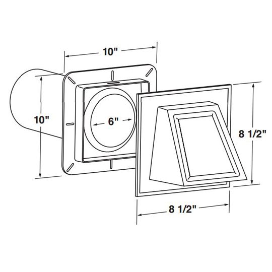 Mastic 6" Hooded Exhaust Vent System — ACODRYERHOOD6170