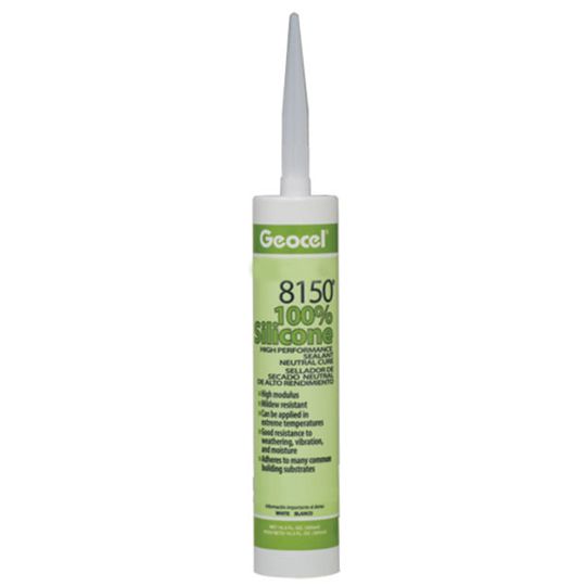 Geocel 8150 High Performance 100% Silicon Neutral Cure Sealant - 10 Fl. Oz. Cartridge — GEO8150WH