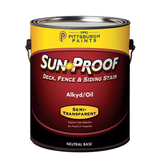 PPG Industries (77-1660) Sun-Proof Deck, Fence, & Siding Stain Alkyd/Oil Semi-Transparent Skin with Neutral Base - 1 Gallon Can
