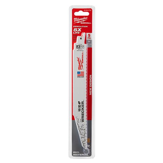 Milwaukee 9" 7/11 Tpi Multi-Material Wrecker Sawzall Blades - Package of 5