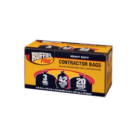 Berry Plastics 42 Gallon 3 mil Ruffies Pro Heavy Duty Contractor Bags - Carton of 20