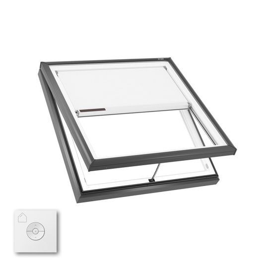 Velux Manual Venting Curb Mount Skylight with Solar-Powered Room Darkening Shade — VELVCM46462004S