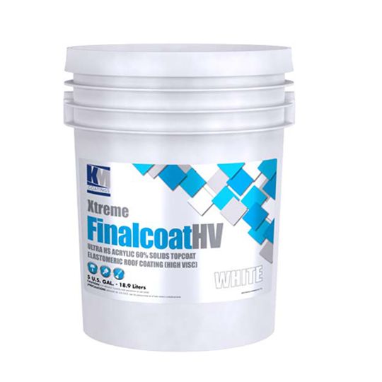 KM Coatings Xtreme Finalcoat Acrylic Elastomeric Roof Coating - 5 Gallon Pail — Adhesives, Caulks & Sealants — KMMXFCW5G