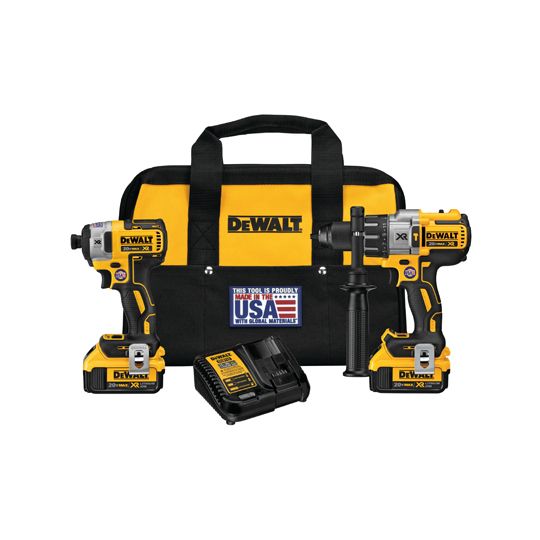 DeWalt 20V Max Cordless Xr Brushless Hammerdrill & Impact Driver Combo Kit (4 Ah)