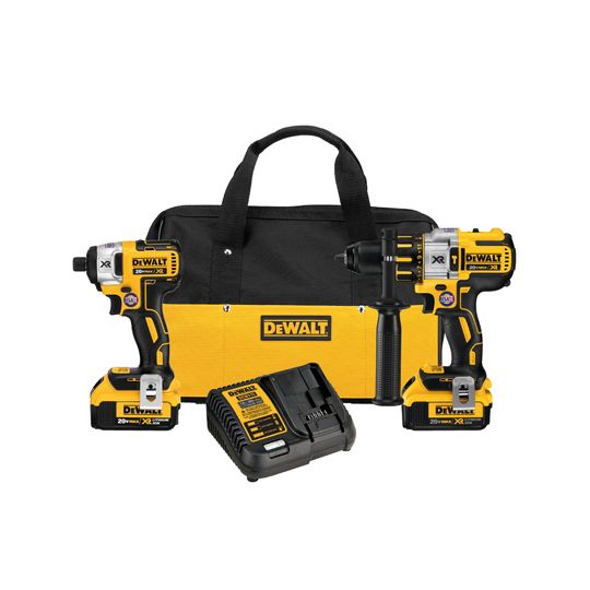 DeWalt 20V Max Cordless Xr Lithium Ion Brushless Premium Hammerdrill & Impact Driver Combo Kit (4 Ah)
