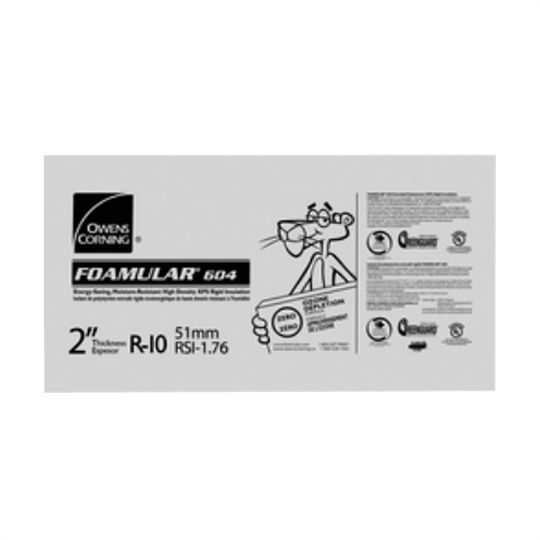 Owens Corning 2" x 2' x 8' Foamular 604 Extruded Polystyrene (XPS) Rigid Foam Insulation