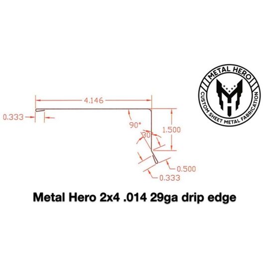 Metal Hero 2" x 4" 90° Roof Edge — Flashings — MHL42RG29SB90