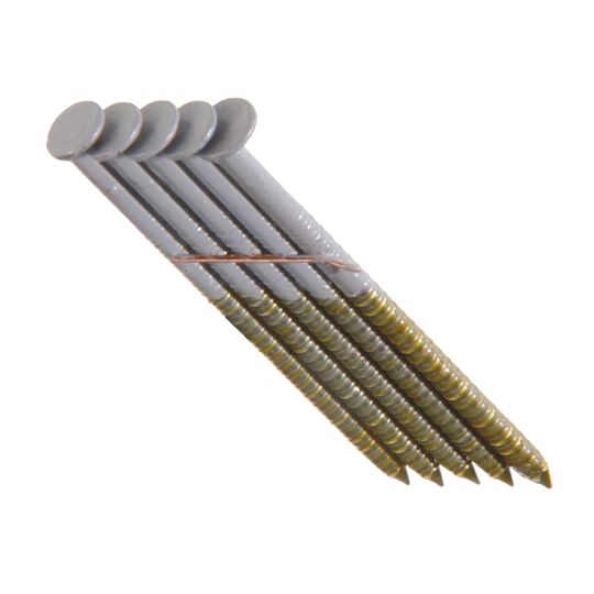 Grip-Rite 2-3/8" x .120" Ring Shank Hot-Dipped Galvanized 28° Wire Weld Offset Round Head Nails - Box of 2,500