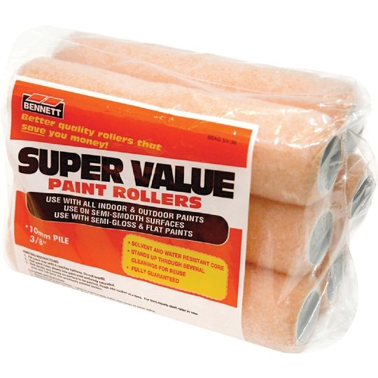 Bennett Tools & Hardware 10mm x 240mm Paint Roller Fabric Cover Refill - Package of 6