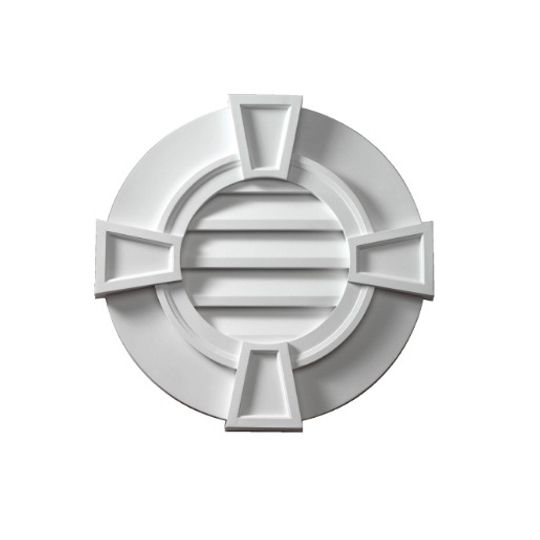 Fypon Molded Millwork 30" Round Functional Louver with Trim and Keystones